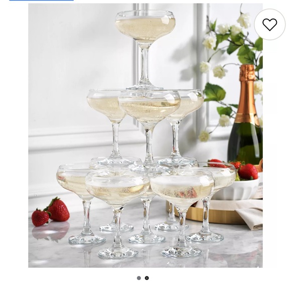 Clear Coupe Champagne Glasses - Set of 11 - Picture 2 of 2